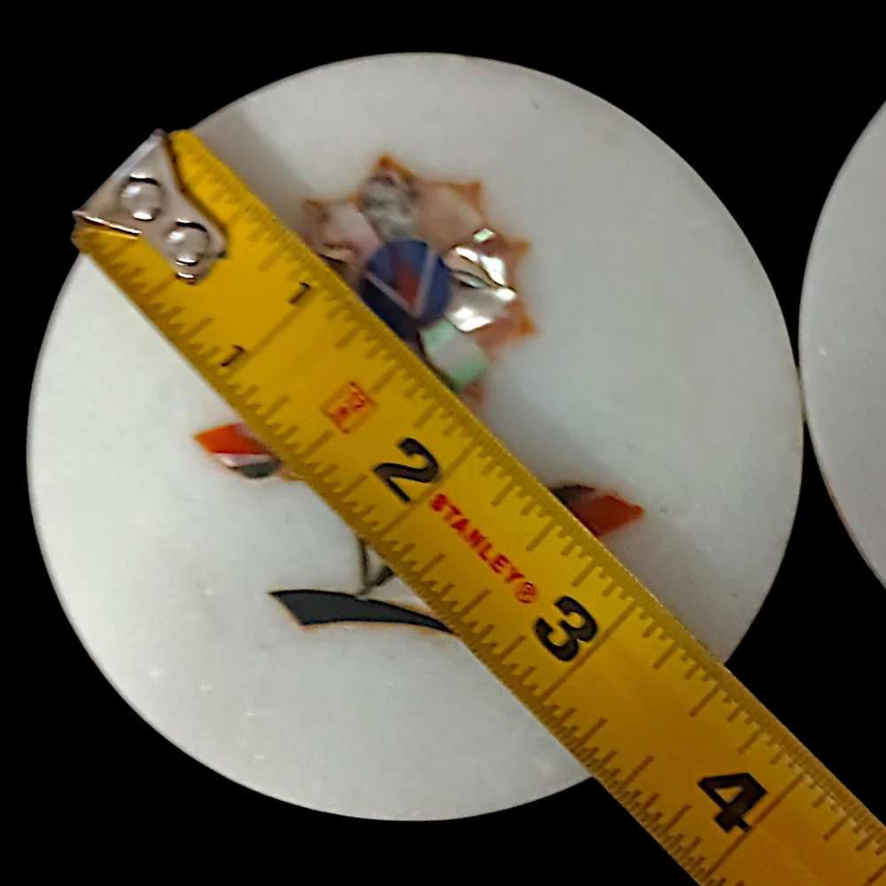Pietra Dura Gemstone Marble Coasters Inlaid Floral Lapis Abalone‎ Semi Precious